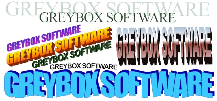 a page heading spelling out the words greybox software